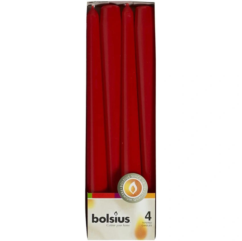 Bolsius Dinner Candle traditional spike candle for candle holders 245/24 mm 4 pcs - Red