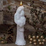 Bougie décorative de Noël paillettes blanches Sainte Famille 250/80 mm