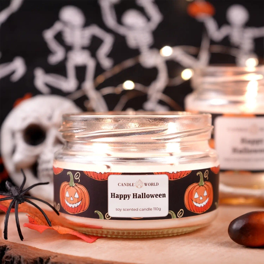 Candle World Soja Duftkerze Glas Happy Halloween 110 g Kürbis