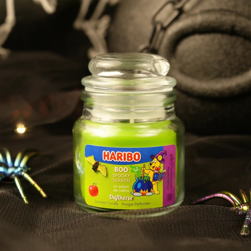 Haribo kleine geurkaars in glas Boo appelgelei Halloween 85 g