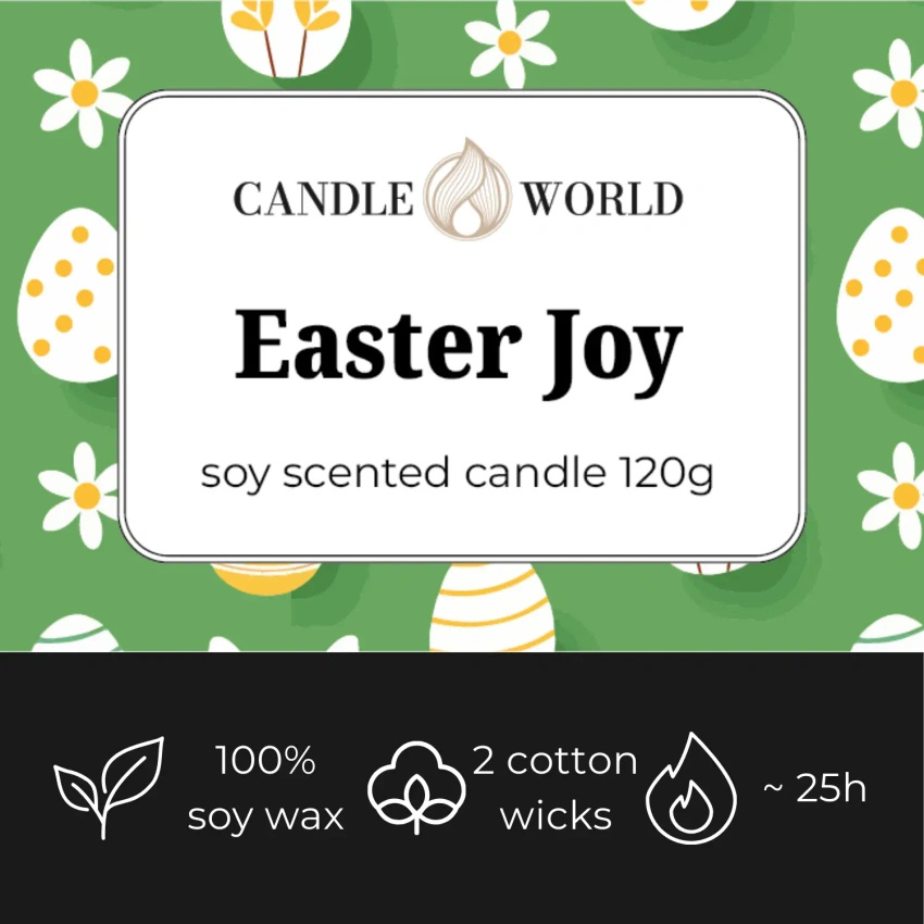 Candle World candela profumata di soia per la Pasqua Easter Joy 120 g