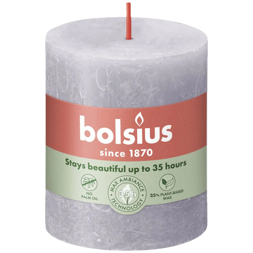 Bolsius candela a tronco rustico Rustic Shine 80/68 mm 8 cm - Lavanda smerigliata
