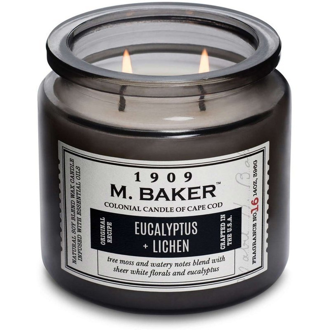 Colonial Candle M Baker grande bougie parfumée au soja pot d'apothicaire 14 oz 396 g - Eucalyptus Lichen