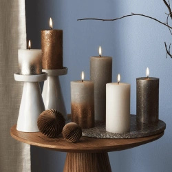 Bolsius bougeoir rustique en forme de tronc Rustic Shine 130/68 mm 13 cm - Blanc givré Blanc nuageux