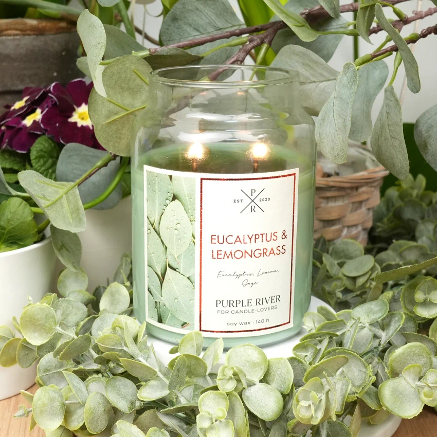 Soja geurkaars Eucalyptus Lemongrass Purple River 623 g