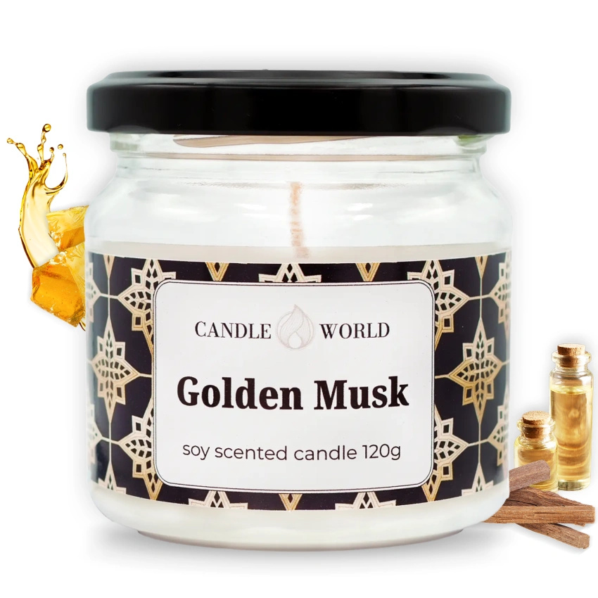 Candle World bougie parfumée au soja Golden Musk 120 g Musc