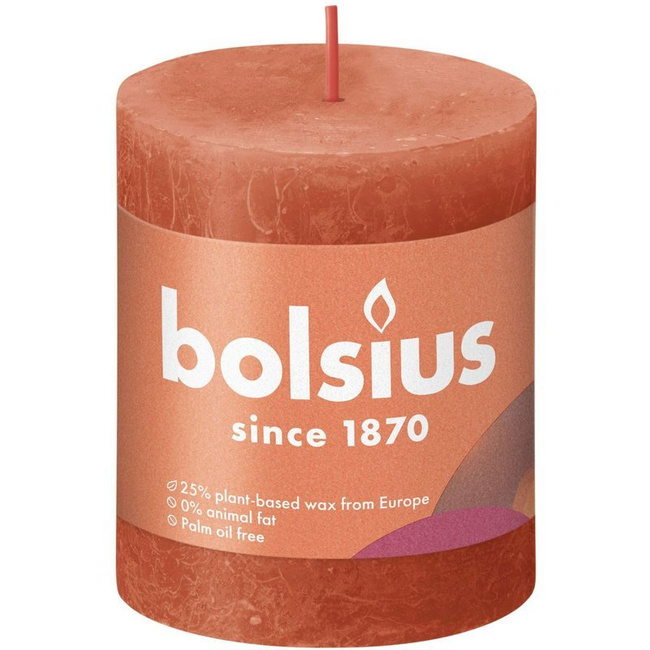 Bolsius Rustic Shine unscented solid pillar candle 80/68 mm -  Earthy Orange