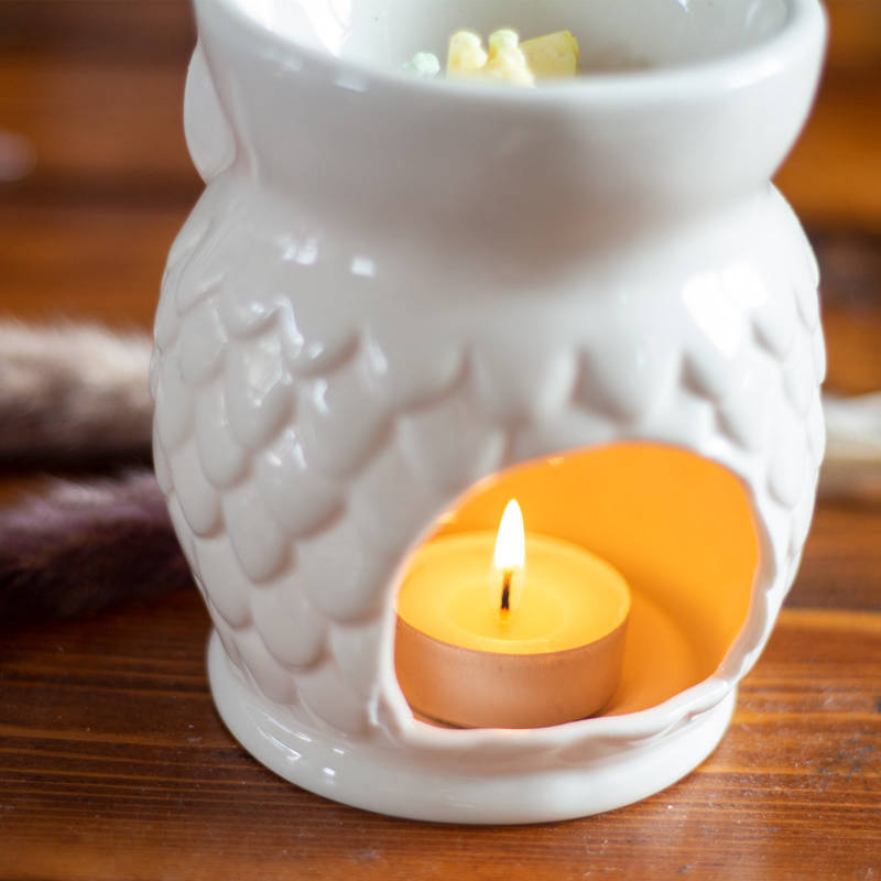Quemador de cera Owl Blanco cerámico búho
