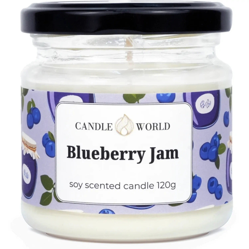 Candle World vela de soja perfumada tarro Blueberry Jam 120 g Arándanos