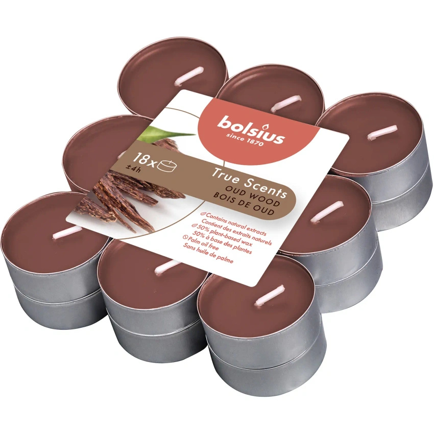 Bolsius True Scents vonné čajové svíčky 18 ks - Agarwood Oud Wood