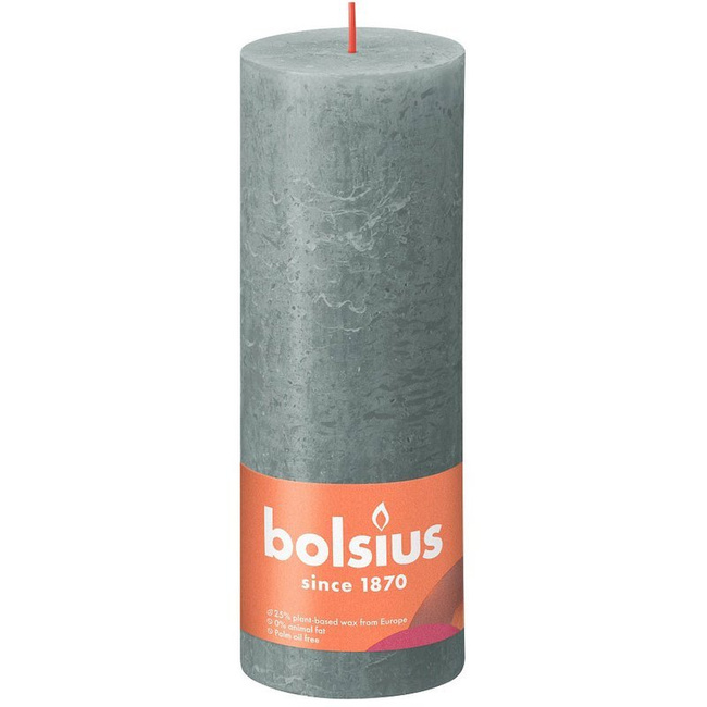 Bolsius Rustic Shine unscented solid pillar candle 190/68 mm 19 cm - Eucalyptus Green