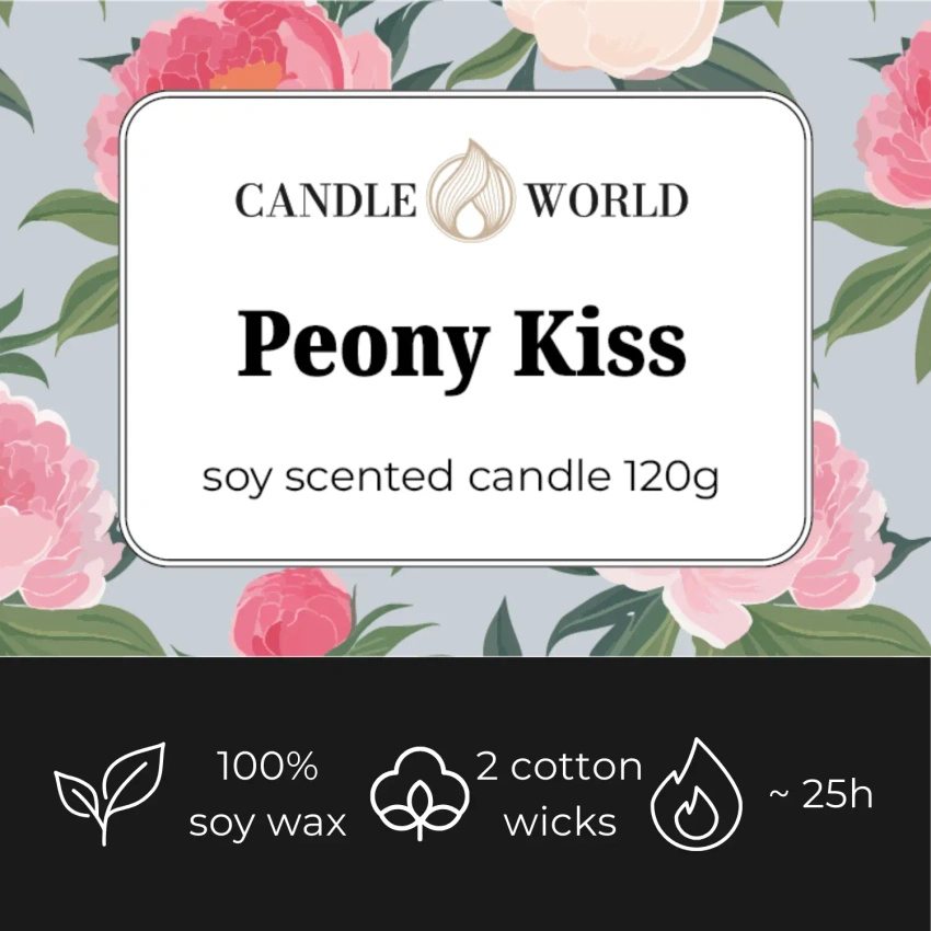 Candle World potje soja geurkaars Peony Kiss 120 Pioenroos