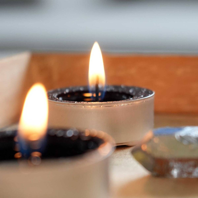 Chakal rituálna sviečka Čistenie aura čajová sviečka - čierna