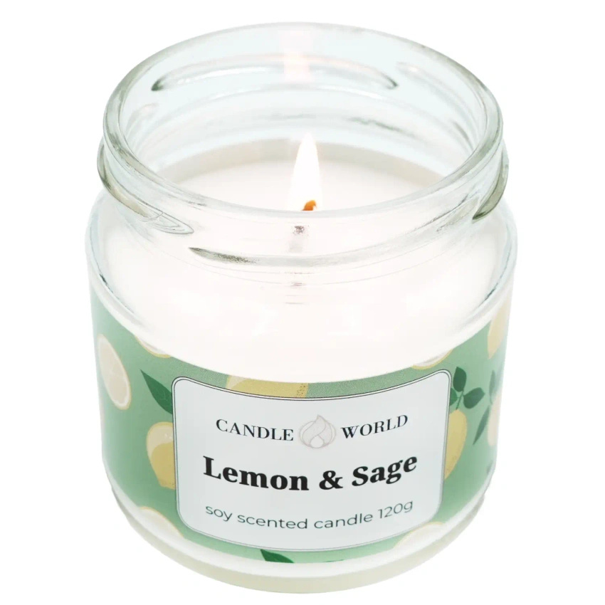 Candle World soja geurkaars pot Lemon Sage 120 g Sage Lemon