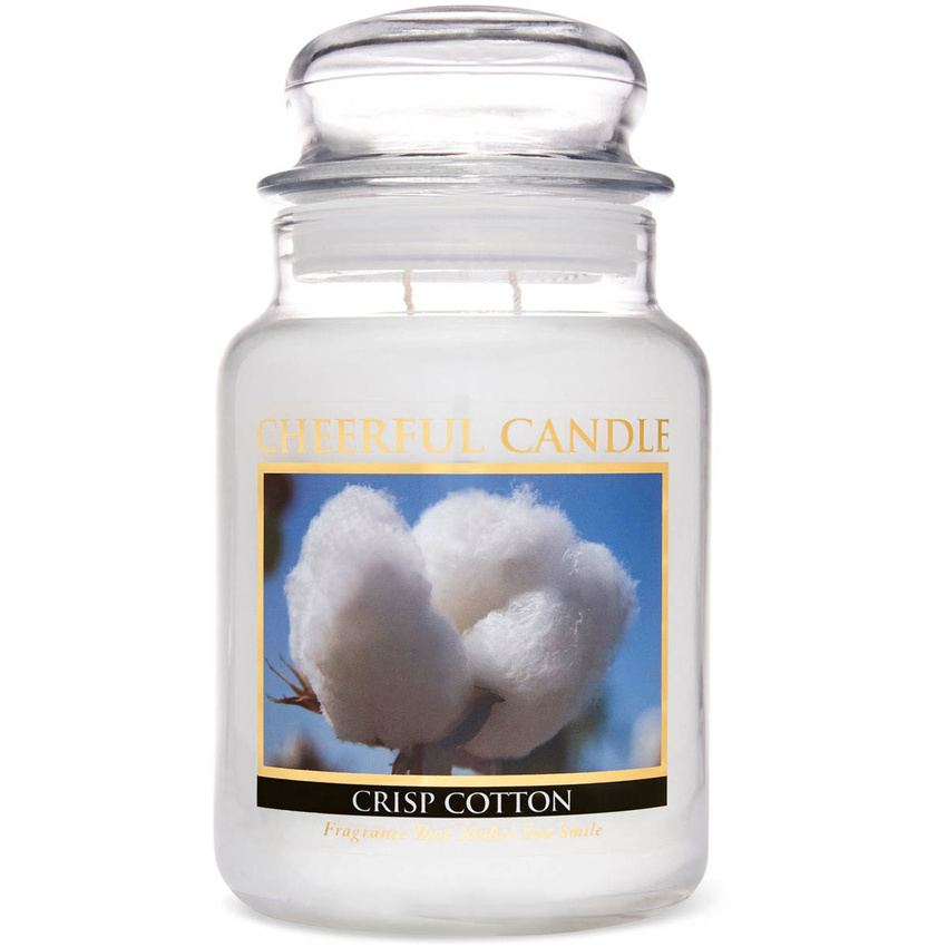 Cheerful Candle große Duftkerze im Glas 2 Dochte 24 oz 680 g - Crisp Cotton