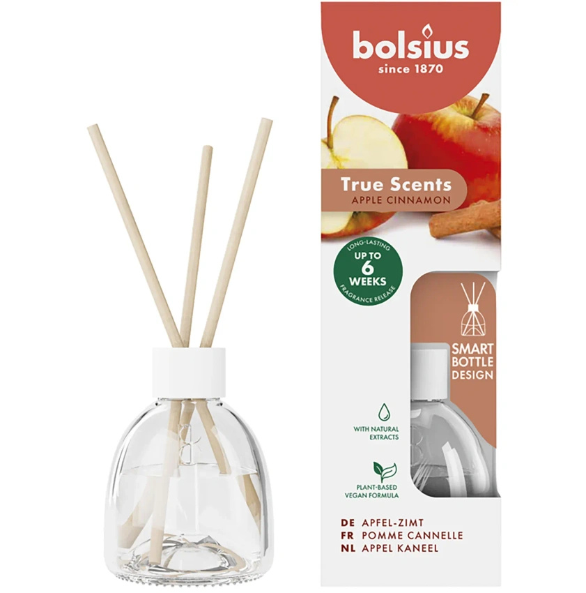 Bolsius True Scents vonná tyčinka difuzér 60 ml skleněná - Apple Cinnamon