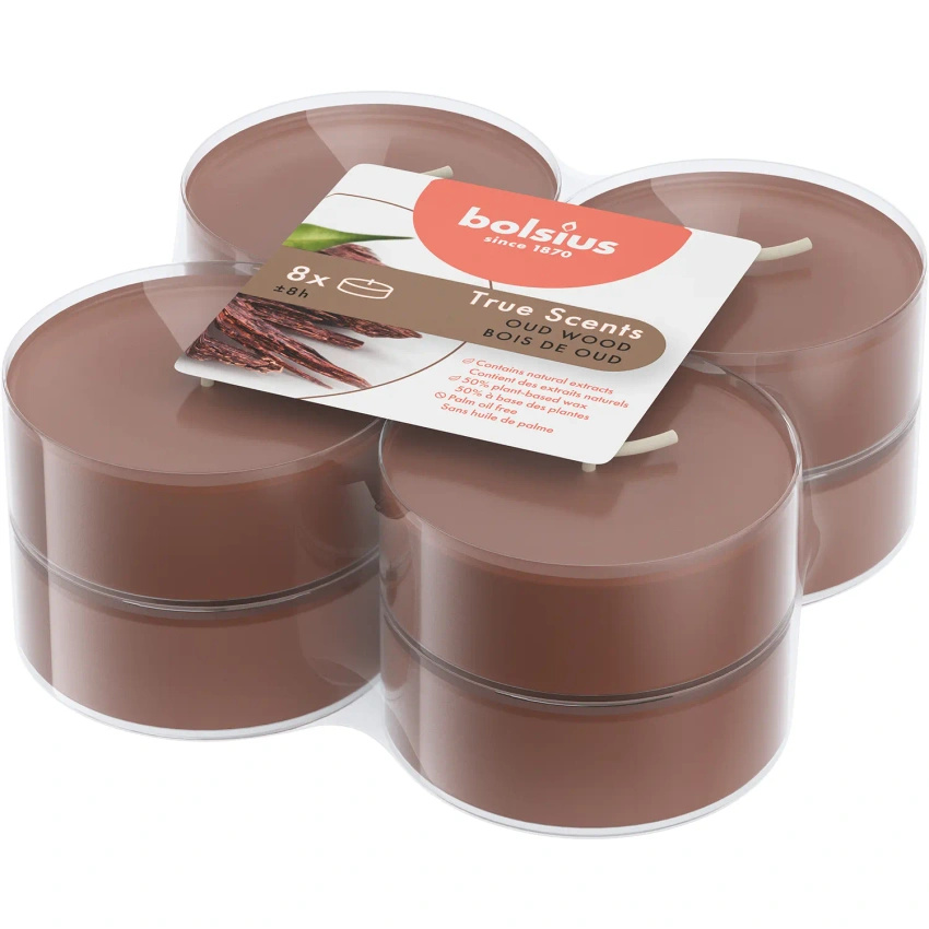 Bolsius True Scents ohřívače vůní maxi polykarbonát 6 cm hnědé 8 ks - Oud Wood Agarwood