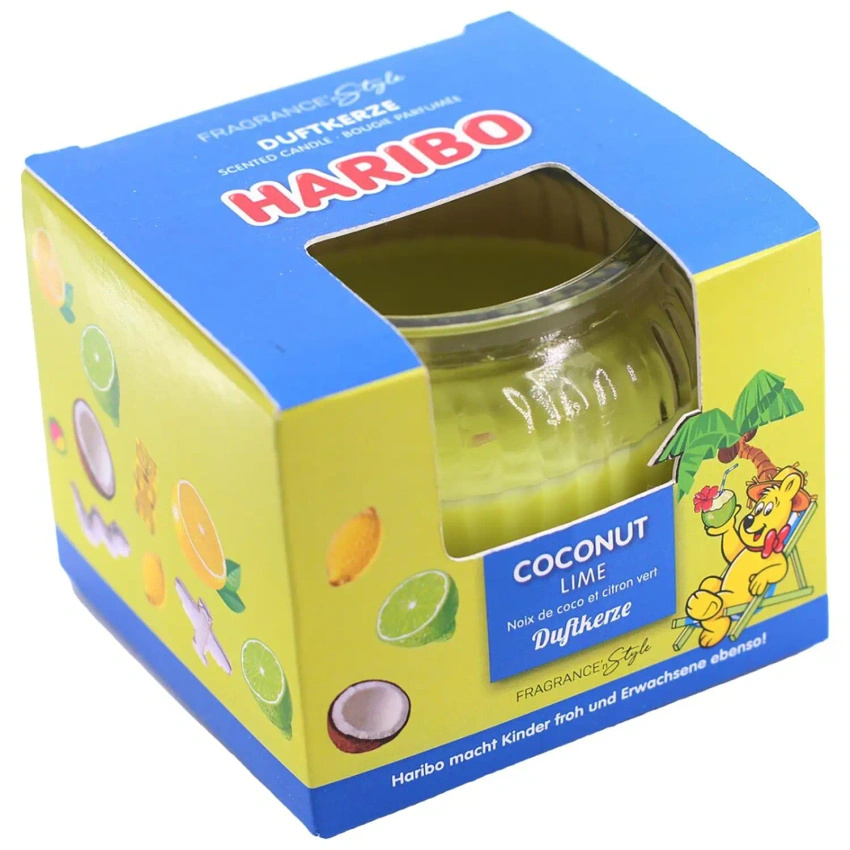 Vonná svíčka ve skle Haribo Kokosové želé - Coconut Lime