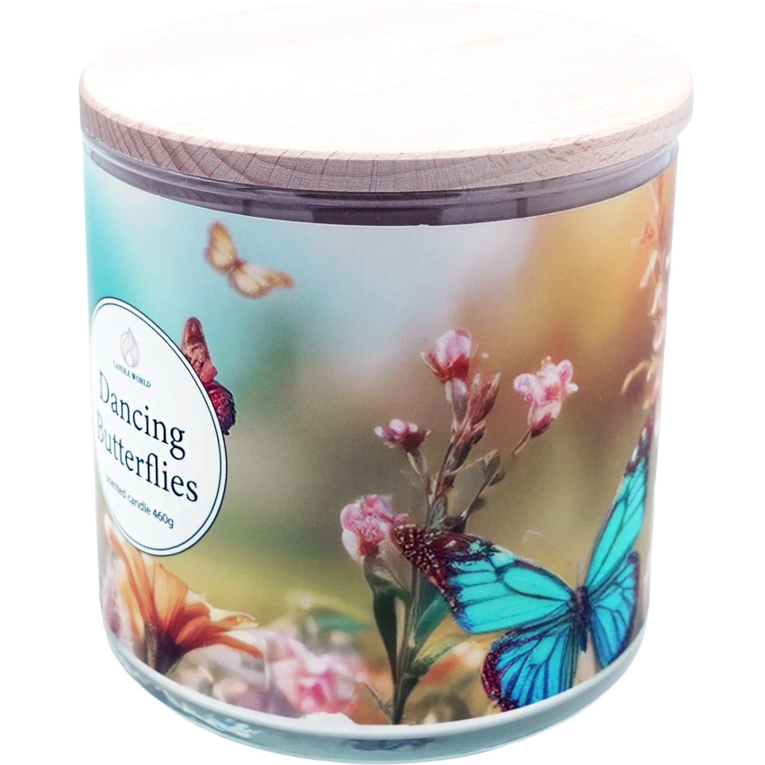 Candle World soy scented candle 3 wicks Dancing Butterflies 460 g Jasmine Peach