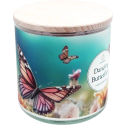 Candle World sojowa świeca zapachowa 3 knoty Dancing Butterflies 460 g Jaśmin Brzoskwinia