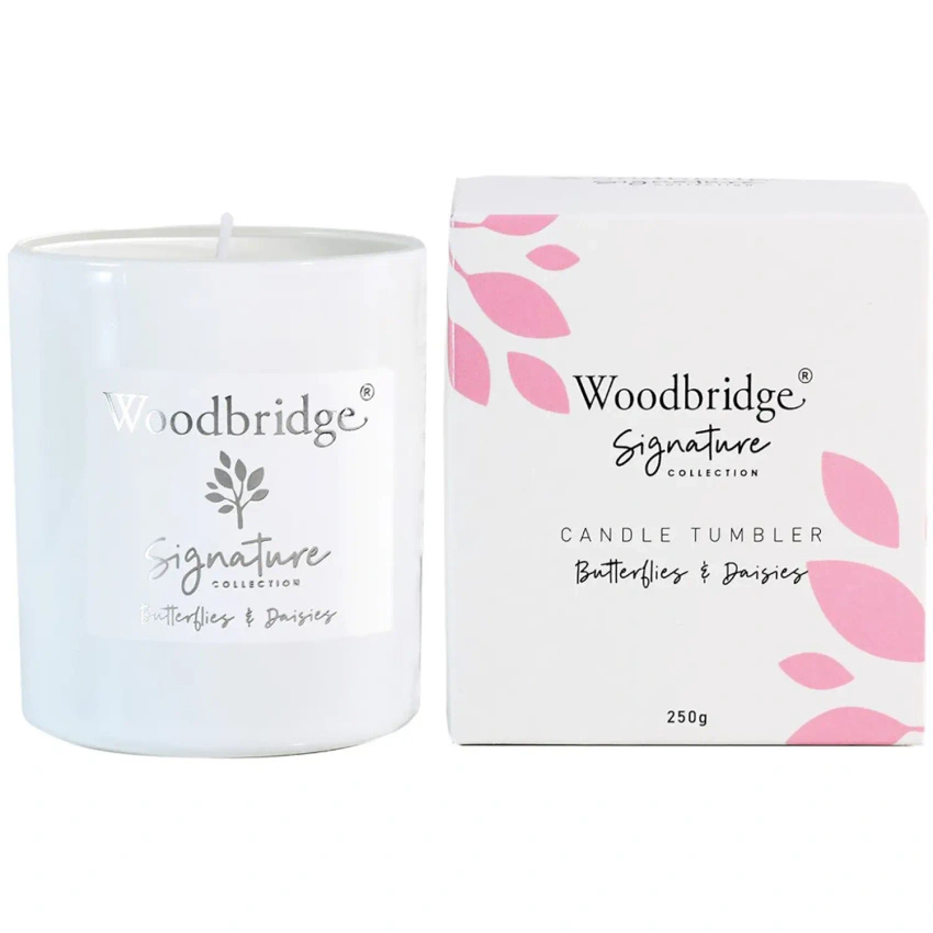 Bougie cadeau parfumée fleur Butterflies on Daisies 250 g Woodbridge