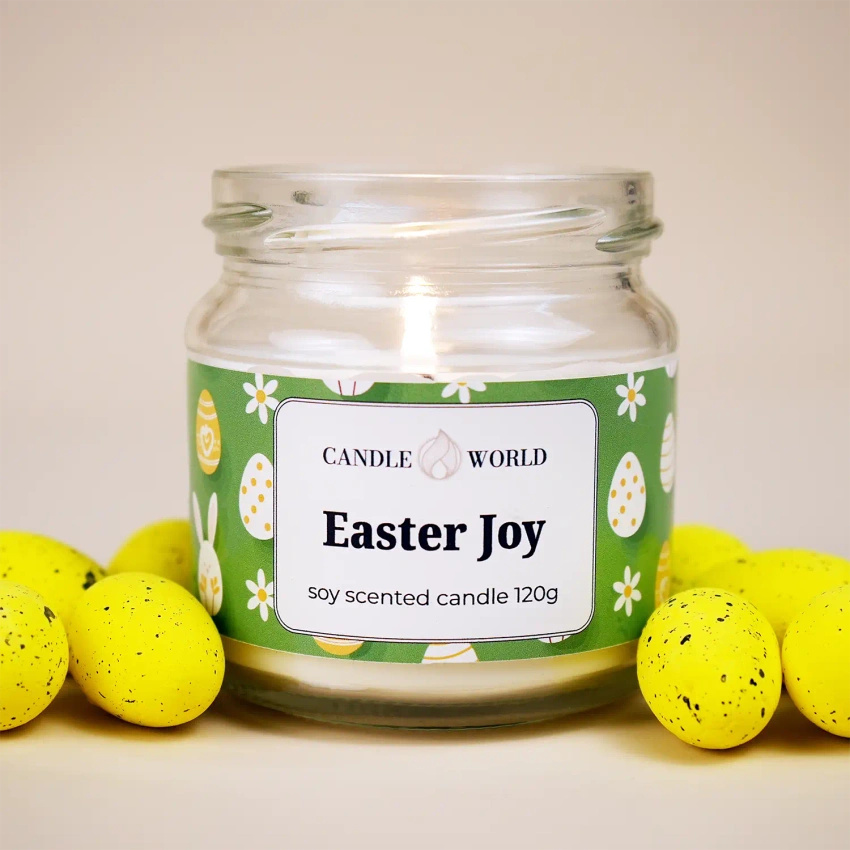 Candle World soja-Oster-Duftkerze im Glas Easter Joy 120 g