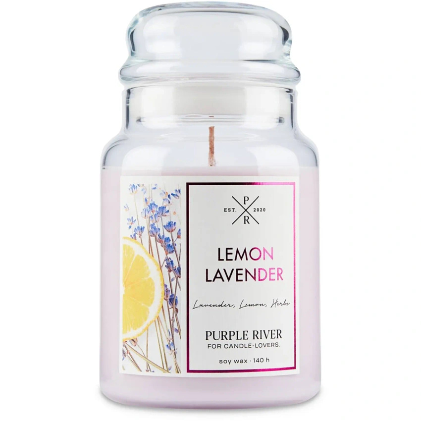 Vela de soja perfumada Lemon Lavender Purple River 623 g