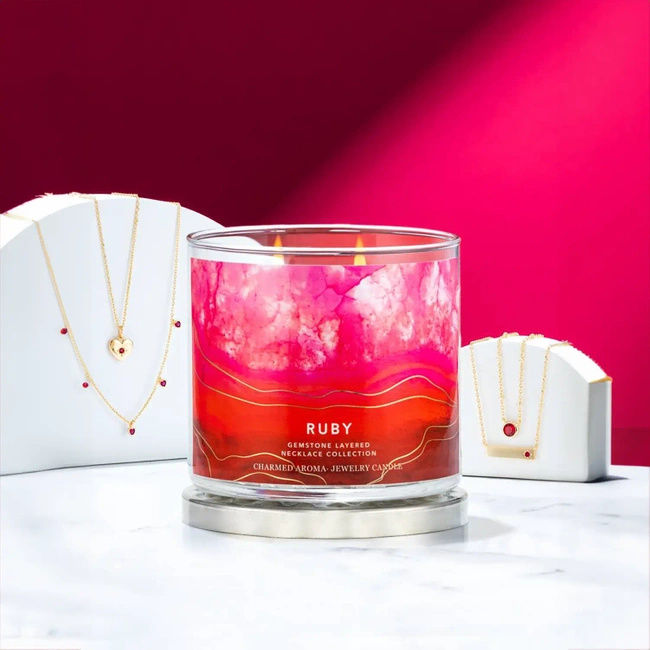 Vela con joya Charmed Aroma aromática de soja Collar – Rubí Ruby